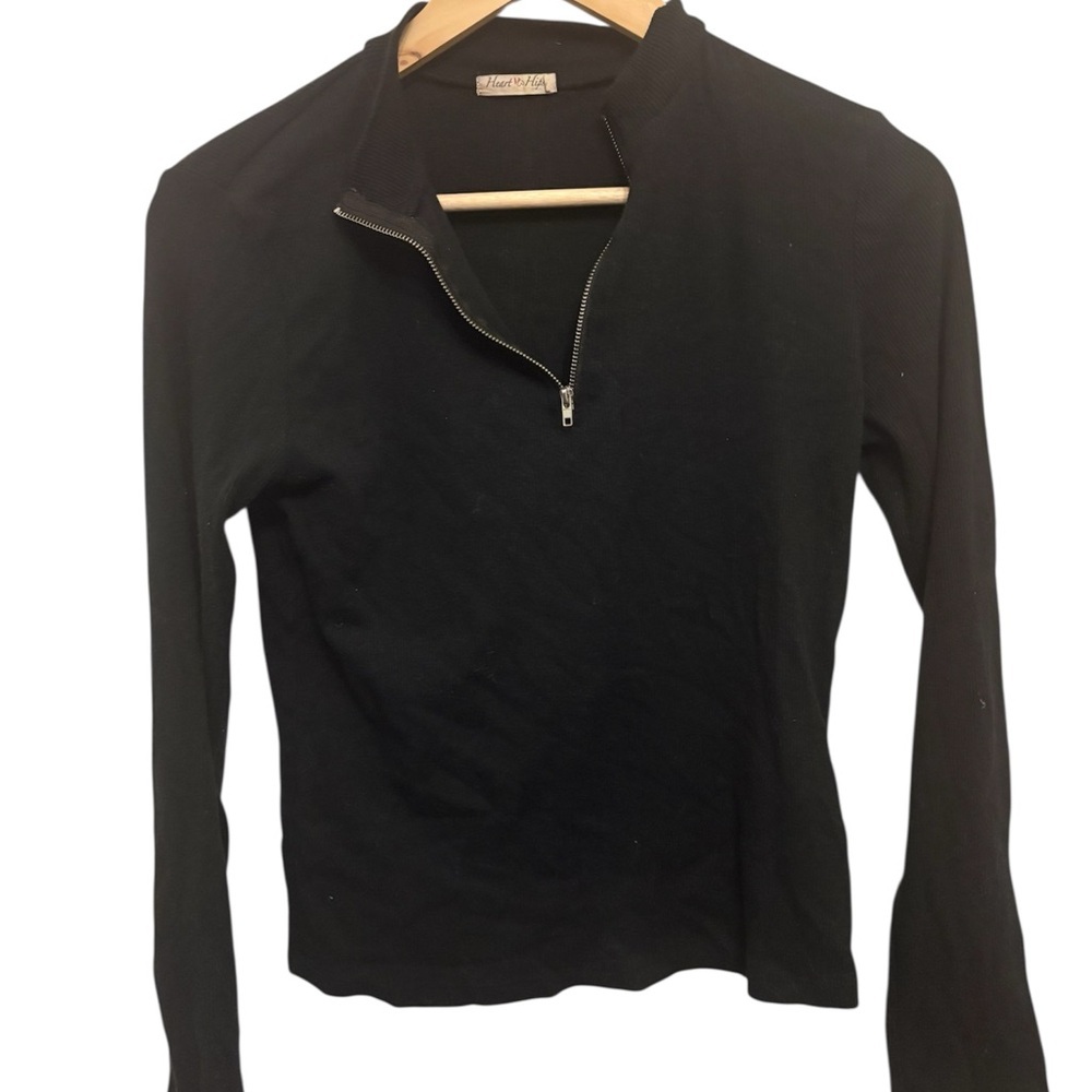 Heart & Hips Black Long Sleeve Zip-Up Top